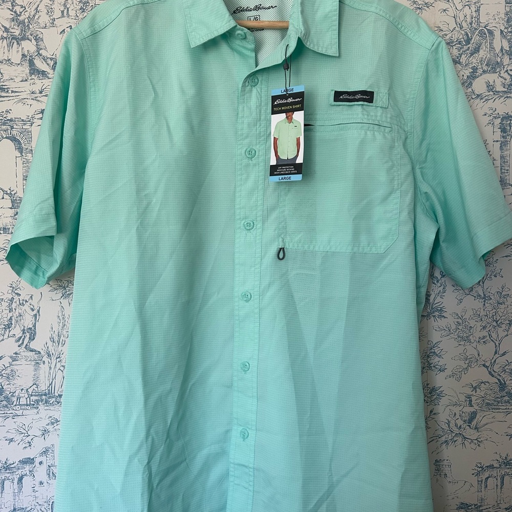 Eddie Bauer Green Casual Button Down Shirt